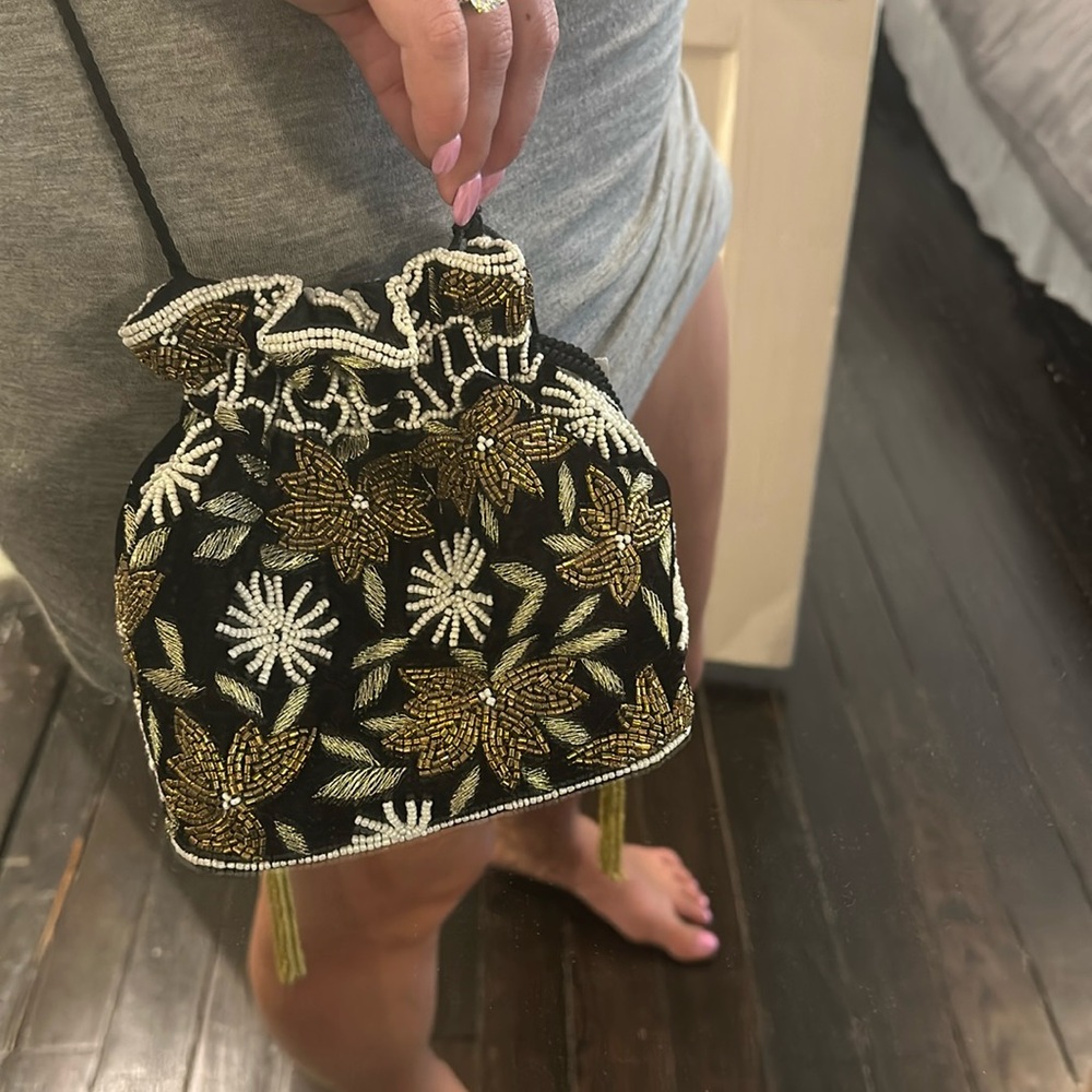 NEW Velvet & hand beaded cross body satchel vintage inspired FROM ST XAVIER